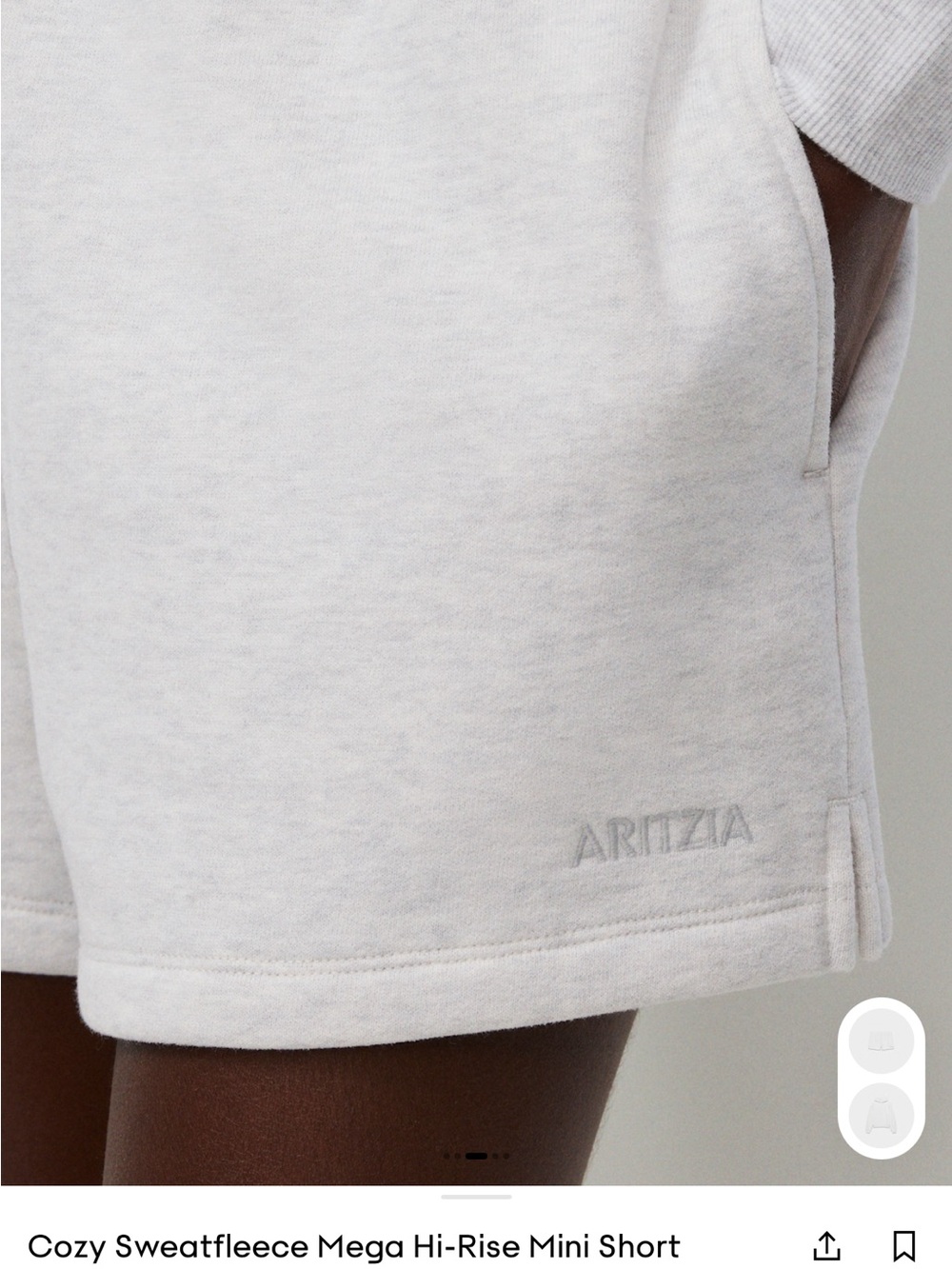 Aritzia Cozy Sweatfleece Hi-Rise Mini Short — Light Gray - Picture 2 of 7